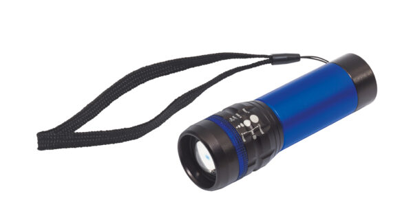 Latarka LED ZOOM, kolor niebieski/czarny