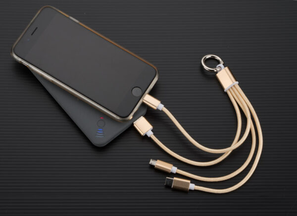 Kabel USB 3 w 1 TAUS, kolor złoty - obrazek 3