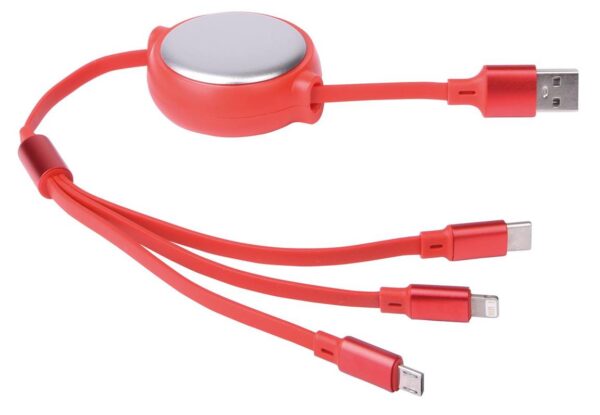 Kabel ładujący RETRACT 100 cm, kolor czerwony - obrazek 1