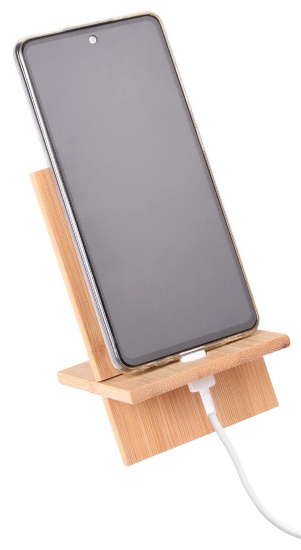 Stojak na smartfon BAMBOO CHAIR, kolor brązowy - obrazek 2