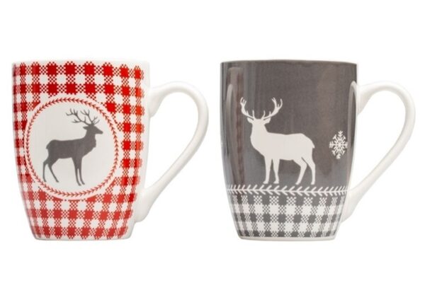 Zestaw 2 świątecznych kubków porcelanowych 300 ml ANKARA