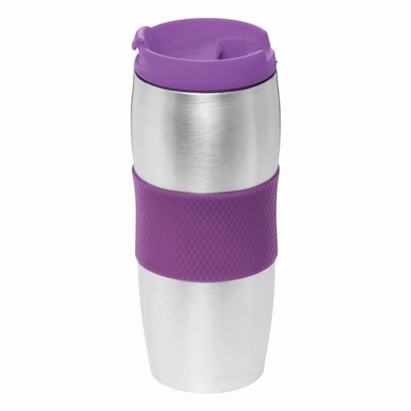 Kubek termiczny AU LAIT, kolor srebrny/fioletowy