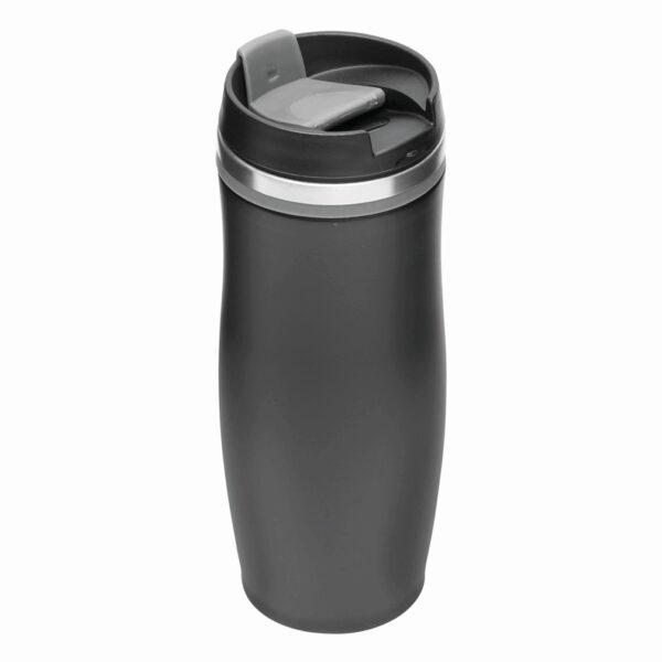 Kubek termiczny o podwójnych ściankach DARK CREMA, kolor czarny/szary