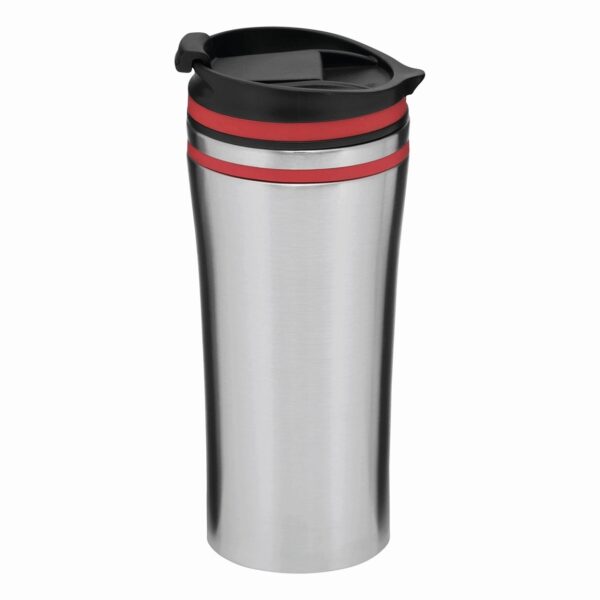 Kubek termiczny LIBERICA, kolor srebrny/czerwony