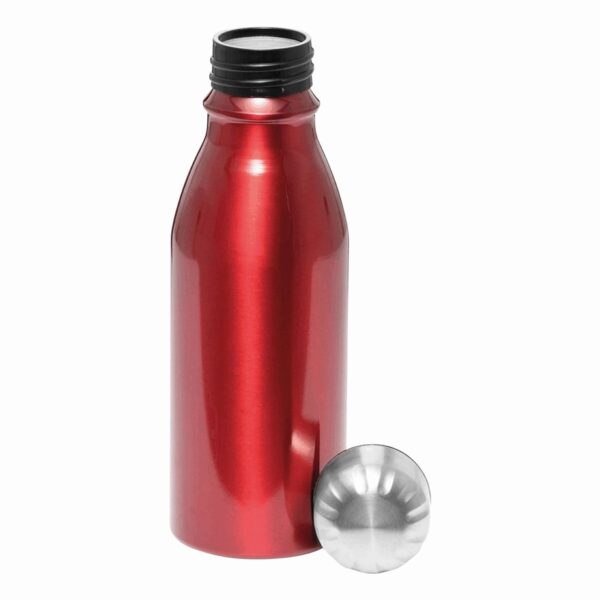 Aluminiowa butelka do picia FANCY 500 ml, kolor czerwony, srebrny - obrazek 2