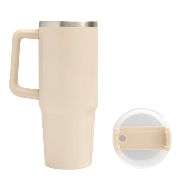 Próżniowy kubek do picia DRINK DELUXE, kolor beżowy - obrazek 3