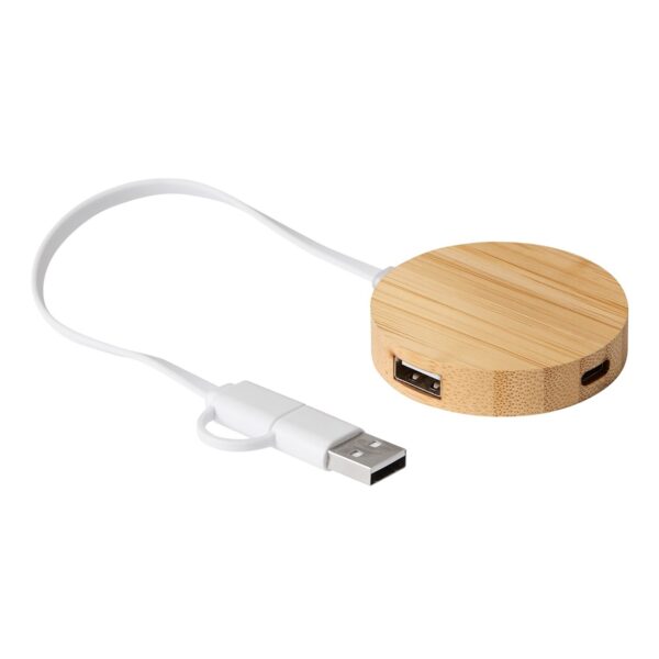 USB hub z 3 portami MULTIPLIER CIRCLE, kolor brązowy