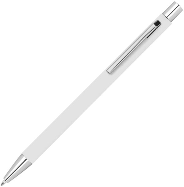 Długopis metalowy soft touch Gregorio, kolor biały