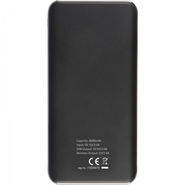 Power bank 8000 mAh indukcyjny, kolor czarny - obrazek 4