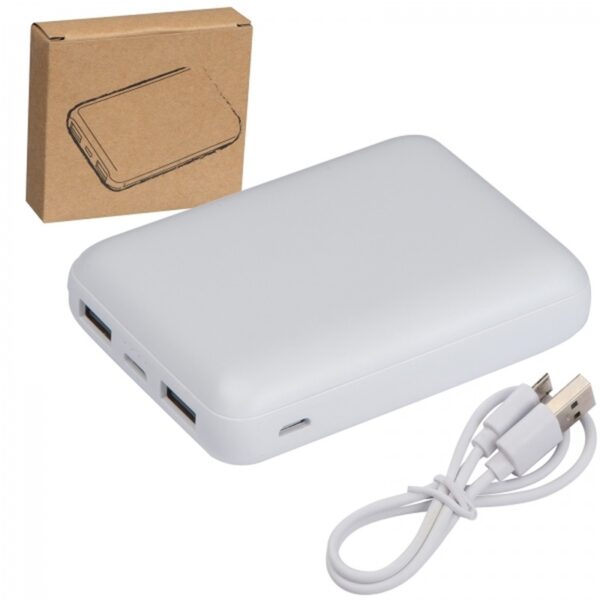 Power bank 10000 mAh, kolor biały - obrazek 2