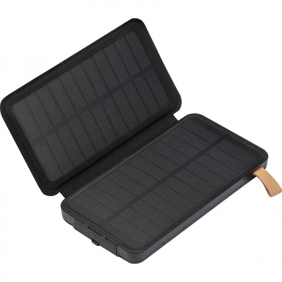 Power bank 8000 mAh solarny, kolor czarny