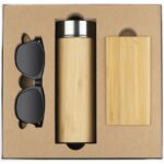 Zestaw butelka 350 ml, okulary, power bank 8000 mAh, kolor biały - obrazek 2