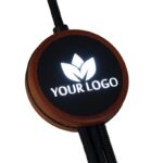 Kabel 3w1 z podświetlanym logo w drewnianej obudowie - LH-ZM04, kolor beżowy - obrazek 3