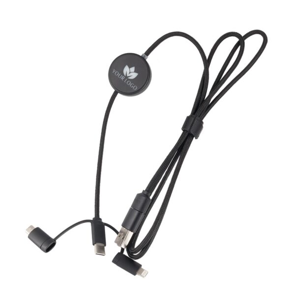 Kabel 4w1 z podświetlnym logo - LH-ZM02, kolor czarny